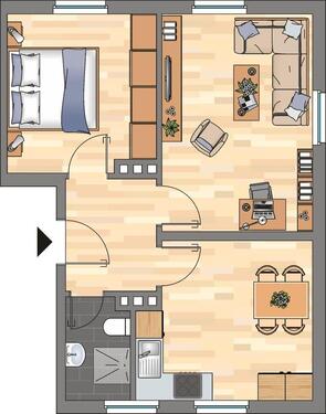 Foto - Modernisierte 2 ZKB- Erdgeschosswohnung mit Dusche zu vermieten!