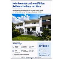 Reihenmittelhaus mit Herz ❤️ - 369.000,00&nbsp;EUR Kaufpreis, ca.&nbsp; 120,00&nbsp;m&sup2; in Eberdingen (PLZ: 71735)