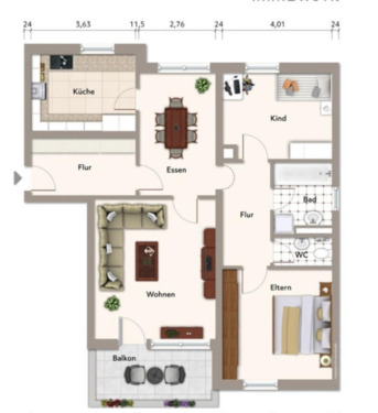 Foto - Tolle Wohnung mit Balkon und Tiefgaragenstellpl. 3,5 Zimmer