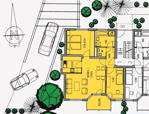 Foto - 3 Zimmer Wohnung mit Balkon und 2 TG in Neckarsulm Obereisesheim