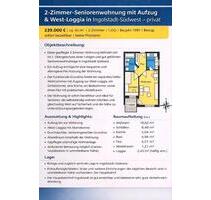 2-Zimmer-Seniorenwohnung mit Aufzug & West-Loggia - Ingolstadt Münchener Straße