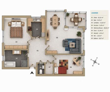 Foto - Helle 3,5-Zimmer-Wohnung mit Süd-Balkon und Stellplätzen