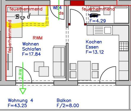 Foto - Appartment 2-Zimmer und Bad - 345,00&nbsp;EUR Kaltmiete, ca.&nbsp; 43,00&nbsp;m&sup2;