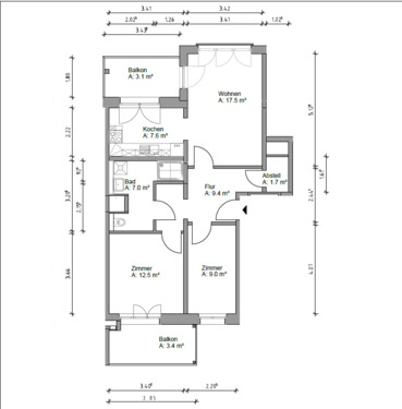 Foto - 3 Zimmer Etagenwohnung zur Miete in Prenzlau