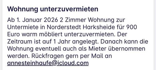 Foto - Biete Wohnung mit Balkon in Norderstedt zur Untermiete