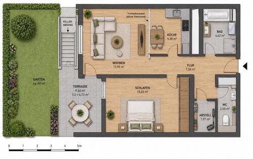 Foto - 2.5 Zimmer Erdgeschoßwohnung in Erbach
