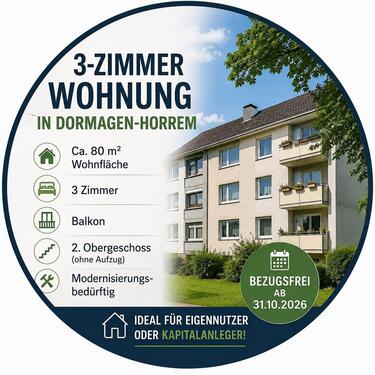 Foto - 3-Zimmer Wohnung in Dormagen zu verkaufen. Ab 31.10.2026 frei.