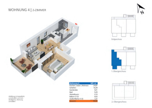Foto - 2 Zimmer Etagenwohnung zur Miete in Aiterhofen