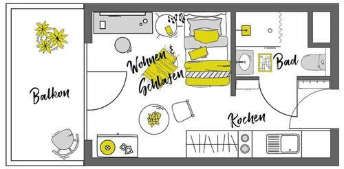 Foto - Möblierte Wohnung - Typ: Komfort mit Balkon - NUR für eine Person!