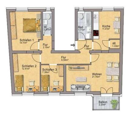 Foto - Etagenwohnung zur Miete in Magdeburg