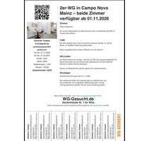 2er-WG in Campo Novo Mainz – beide Zimmer ab 01.11.2026 frei