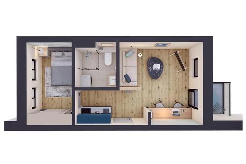 Foto - Modernes 2-Zimmer Studio Apartment - Zweiraumwohnung mit Küche am Rande der Greifswalder Innenstadt