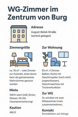 Foto - WG Zimmer im Zentrum von Burg - 358,00 EUR Kaltmiete,