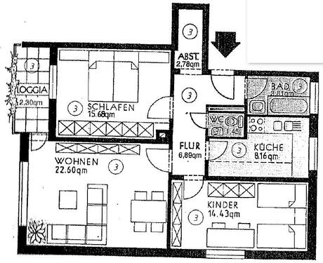 Foto - Helle 3-Zimmer-Wohnung mit Loggia in beliebter Lage von H-List