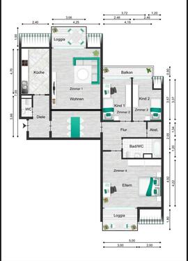 Foto - 4 Zimmer Etagenwohnung zur Miete in Karlsruhe