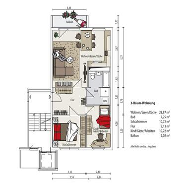 Foto - 3 Zimmer Etagenwohnung zur Miete in Gera