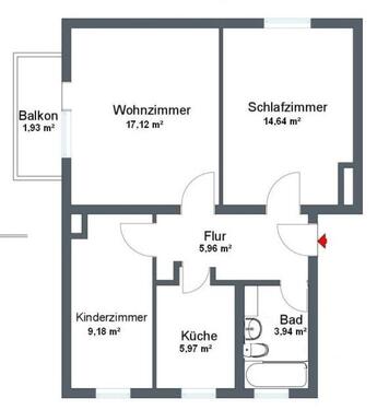 Foto - 3 Zimmer Etagenwohnung zur Miete in Coswig