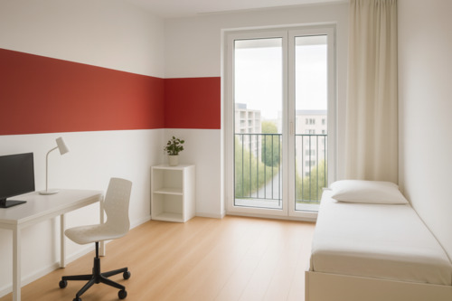 Foto - Modernes WG-Zimmer, voll möbliert und mit eigenem Balkon