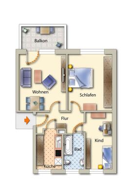 Foto - Etagenwohnung zur Miete in Freiberg
