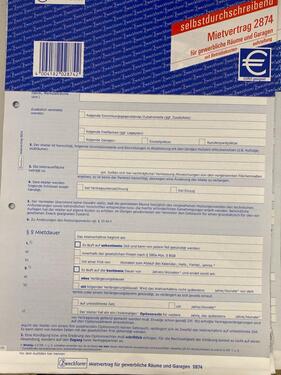 Foto - Formular für gewerbliche Mietvertrag