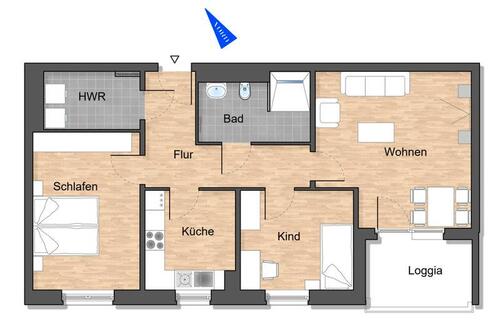 Foto - 3 Zimmer Erdgeschoßwohnung zur Miete in Wolfsburg