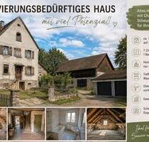 Renovierungsbedürftiges EFH m. Scheune, Doppelgarage & Potenzial - Burgbernheim