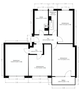 Foto - 4-Zimmer-Wohnung saniert - 470,00&nbsp;EUR Kaltmiete, ca.&nbsp; 74,00&nbsp;m&sup2;