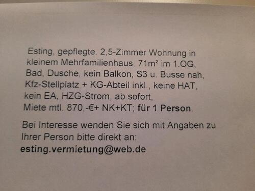 Foto - 2,5 Zimmer Wohnung in Esting für 1 Person