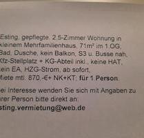2,5 Zimmer Wohnung in Esting für 1 Person - Olching