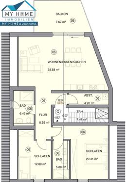 Foto - NEU! Zweigeschossige Balkon Whg. im Maisonette Stil * ca. 110 m² * 3 ZKB, Stellplatz