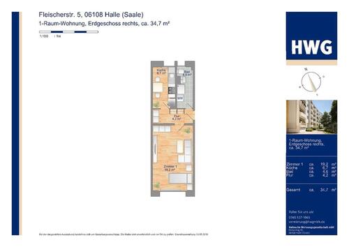 Foto - 1 Zimmer Etagenwohnung zur Miete in Halle (Saale)