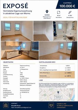 Foto - Eigentumswohnung Worms - 150.000,00&nbsp;EUR Kaufpreis, ca.&nbsp; 43,00&nbsp;m&sup2;