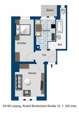 Foto - 2 Zimmer Etagenwohnung zur Miete in Leipzig