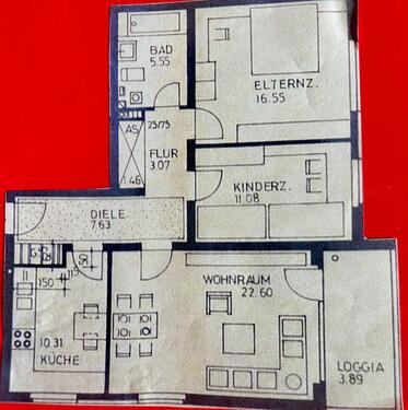 Foto - 80 qm Wohnung Kinderzimmer Balkon WBS erforderlich!