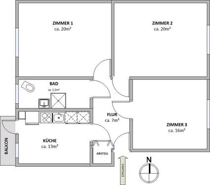 Foto - 3 Zimmer Etagenwohnung zur Miete in Bremerhaven