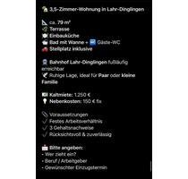 3,5 Zimmerwohnung in Lahr - 1.250,00 EUR Kaltmiete, in Lahr (Schwarzwald) (PLZ: 77933)
