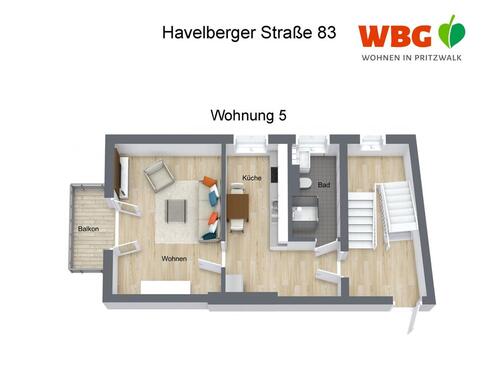 Foto - 1 Zimmer Etagenwohnung zur Miete in Pritzwalk