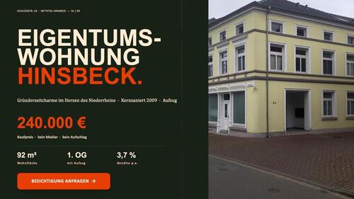 Foto - EIGENTUMSWOHNUNG IN HINSBECK - 240.000,00&nbsp;EUR Kaufpreis, ca.&nbsp; 92,00&nbsp;m&sup2;