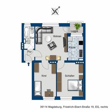 Foto - 3 Zimmer Erdgeschoßwohnung zur Miete in Magdeburg