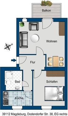 Foto - 2 Zimmer Erdgeschoßwohnung zur Miete in Magdeburg