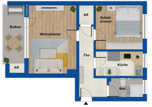 Foto - Renovierte 2-Zimmer-Wohnung mit Balkon in FL-Engelsby – 60 m2