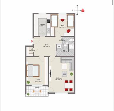 Foto - 3 Zimmer Etagenwohnung zur Miete in Augsburg