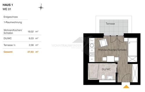 Foto - ++ Klein-fein-mein++ Energieeffiziente 1-Raum-Wohnung mit Einbauküche und Terrasse in Rabenstein