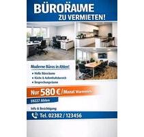 modernes büro mehrere räume - 580,00&nbsp;EUR Kaltmiete, ca.&nbsp; 300,00&nbsp;m&sup2; in Beckum (PLZ: 59269)