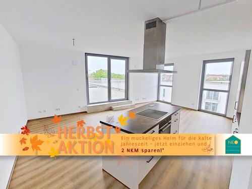 Foto - HEBRSTAKTION - EINZIEHEN UND DIE ERSTEN 2 NKM GESCHENKT BEKOMMEN: Weitläufige 3-Zimmer-Wohnung mit EBK und atemberaubender DACHTERRASSE in Neubauquartier NEO