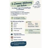 3 Zimmerwohnung - 850,00&nbsp;EUR Kaltmiete, ca.&nbsp; 70,00&nbsp;m&sup2; in Trochtelfingen (PLZ: 72818)