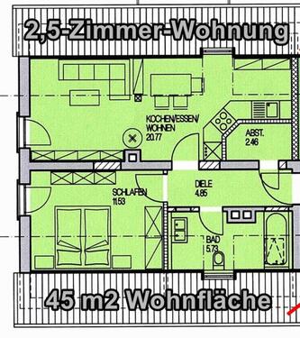 Foto - Hemau 2,5-Zimmer Wohnung 45m2 (KfW55) + Küche, Stellplatz, Keller