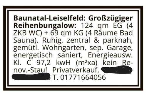 Foto - Reihenbungalow im Leiselfeld Baunatal