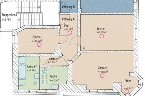 Foto - 3 Zimmer Etagenwohnung zur Miete in Halle (Saale)