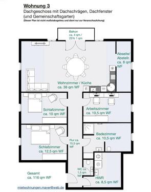 Foto - 4 Zimmer Dachgeschoßwohnung zur Miete in Unterwössen